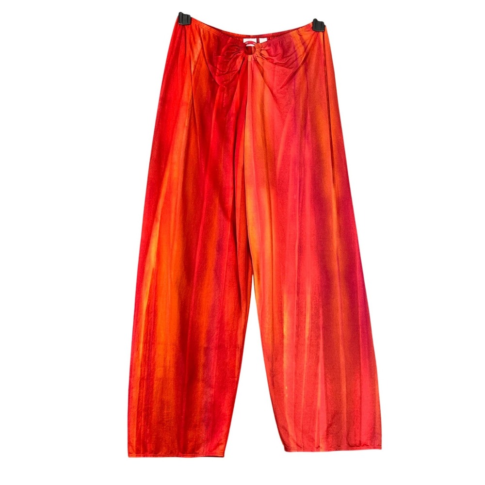 Vintage 90s Victorias Secret‎ Sheer Wide Leg Pants Women S Red Y2K Lounge Flowy